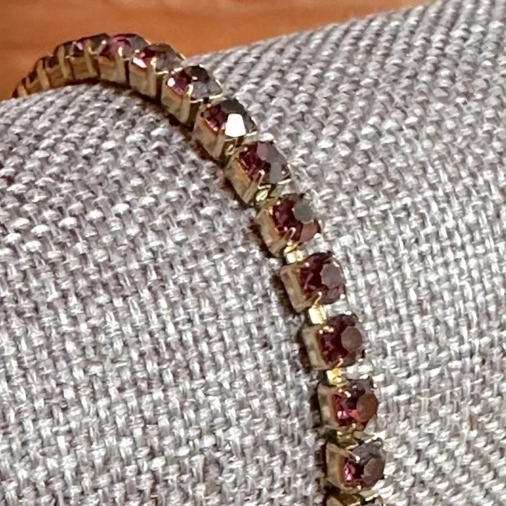 Purple Amethyst CZ 18K Gold Stainless Steel Tennis Bracelet February Birthstone - Picture 3 of 7